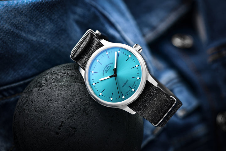 Muhle Glashutte Panova Turquoise Bue Leather Watch