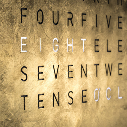 QLOCKTWO Earth 180 Creators Edition Gold Wall Clock Watch