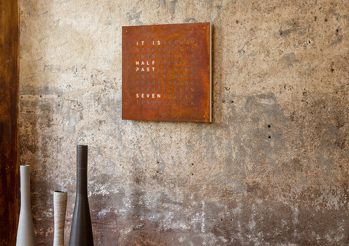 QLOCKTWO Earth 45 Creators Edition Rust Wall Clock Watch