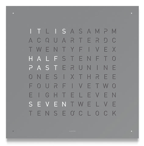 QLOCKTWO Classic Grey Pepper Wall Clock 45cm FCENGRPC