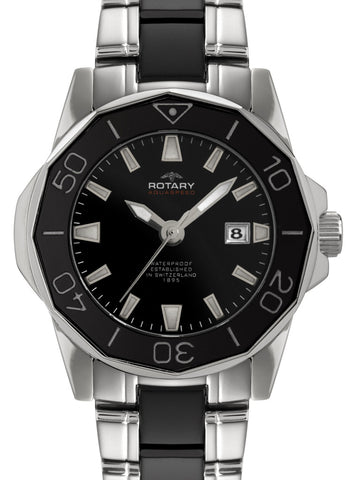 Rotary Watch Aquaspeed Ladies Steel Ceramic Bracelet ALB00030/W/BLK