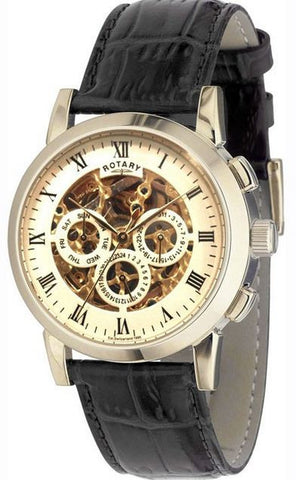 Rotary Watch Gents Skeleton Strap S GS02375/01