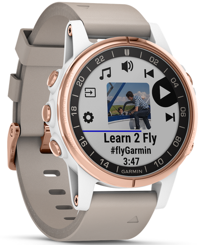 Garmin Watch D2 Delta S Aviator Watch Beige Leather Band