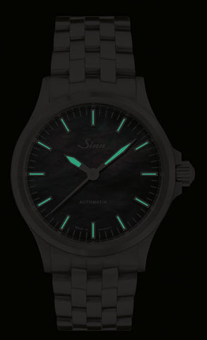 Sinn 556 I Mother of Pearl S Grey Alcantara Leather Strap Watch