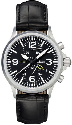 Sinn Duo Chronograph 756 UTC Aligator With Folding Clasp 756.011 Aligator Strap Black Stitch