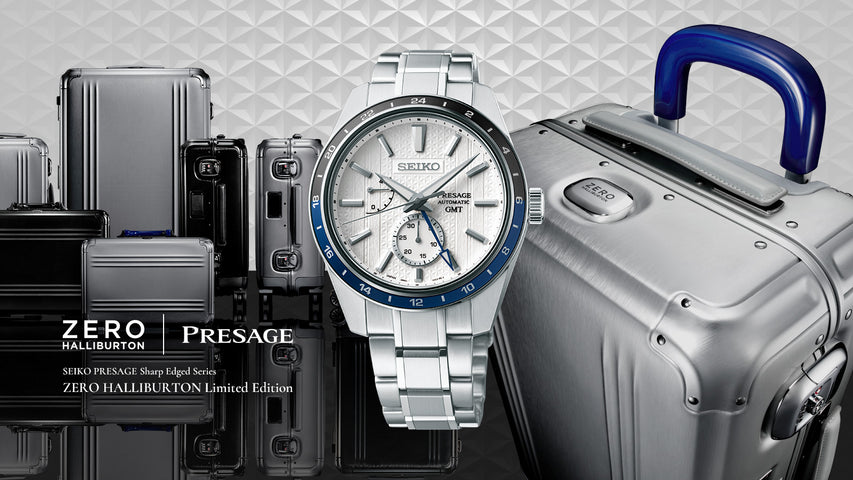 Seiko Presage Watch Sharp Edged GMT X Zero Halliburton Limited Edition