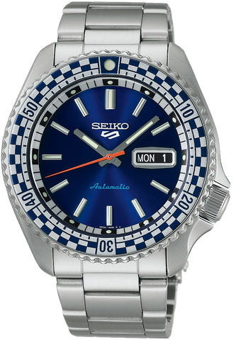 Seiko Watch 5 Sports Petrol Blue Checkered Flag Special Edition SRPK65K1