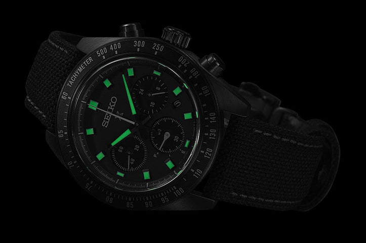 Seiko Prospex Black Series Night Vision Solar Speedtimer Chronograph Watch