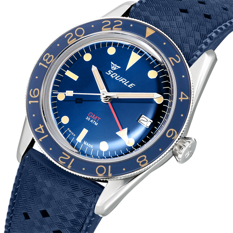 Squale SUB-39 GMT Blue Vintage Rubber Watch