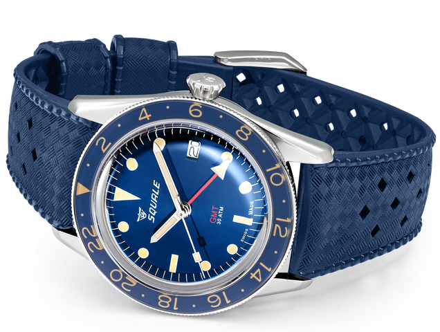 Squale SUB-39 GMT Blue Vintage Rubber Watch
