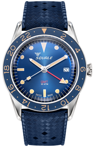 Squale Watch Sub-39 GMT Blue Vintage Rubber SUB39GMTB.HTB