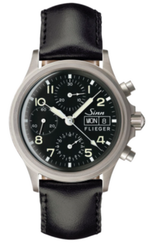 Sinn Watch 356 Pilot Cowhide Black With Orange 356.020 Cowhide Black