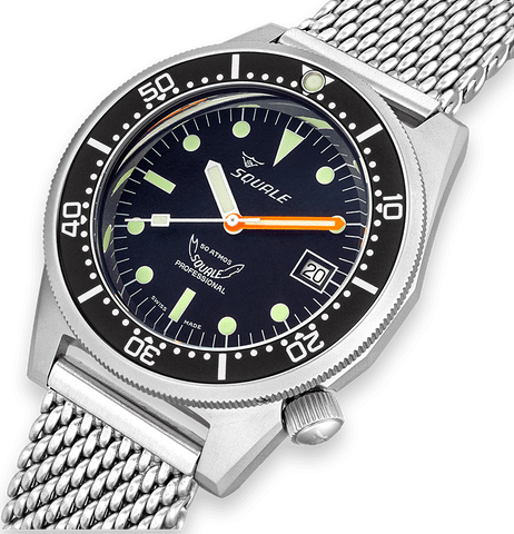 Squale Watch 1521 Black Blasted Mesh