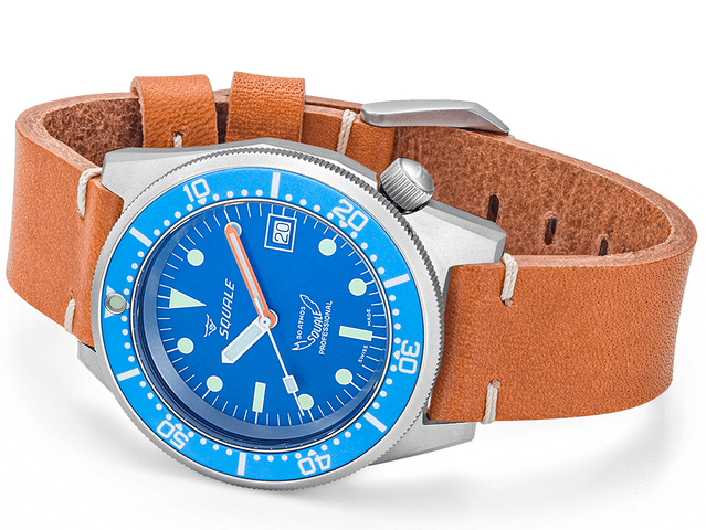 Squale 1521 Blue Blasted Leather Watch