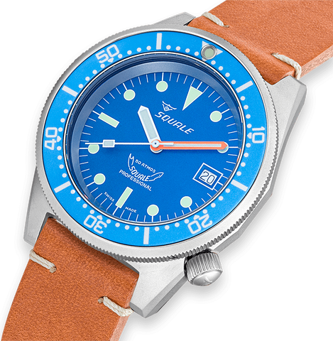 Squale 1521 Blue Blasted Leather Watch