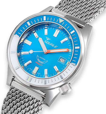 Squale Matic Light Blue Mesh Watch
