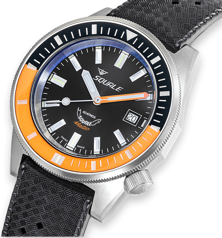 Squale Matic Satin Orange Rubber Watch