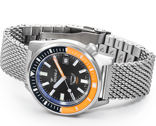 Squale Matic Orange Mesh Watch