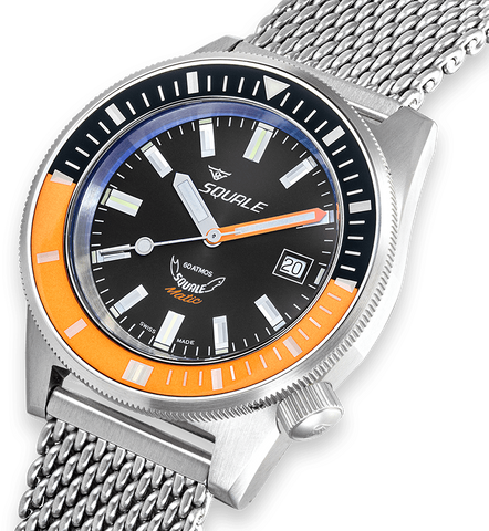 Squale Matic Orange Mesh Watch