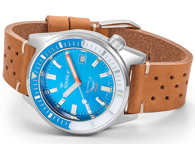 Squale Matic Light Blue Leather Watch