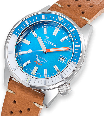 Squale Matic Light Blue Leather Watch