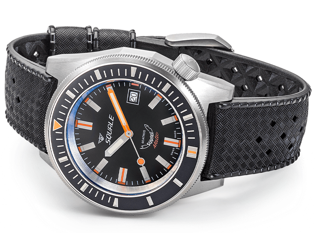 Squale Matic Satin Black Rubber Watch