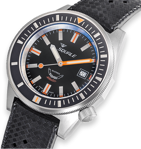 Squale Matic Satin Black Rubber Watch