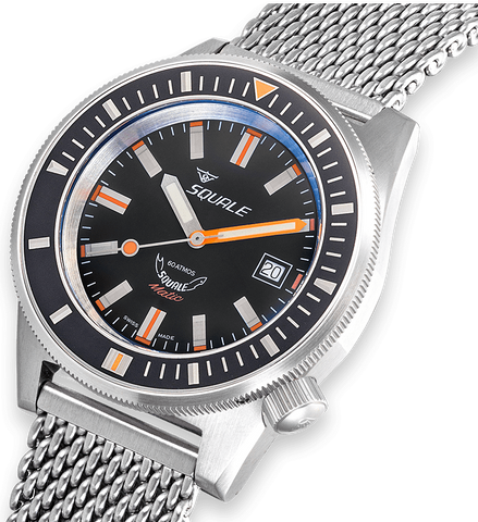 Squale Matic Satin Black Mesh Watch