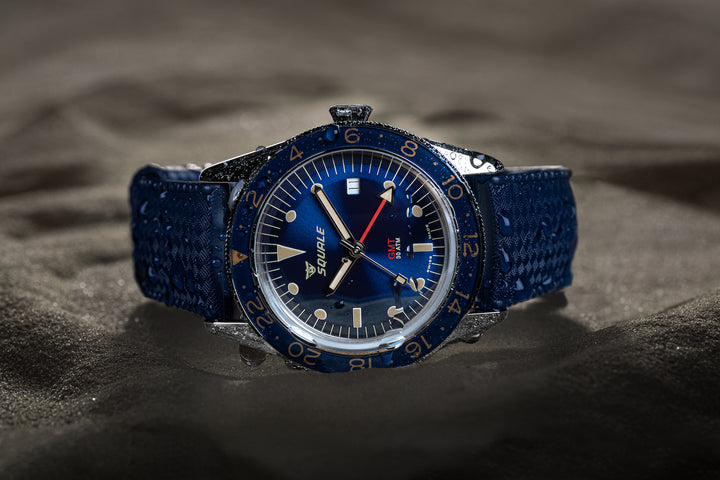 Squale SUB-39 GMT Blue Vintage Rubber Watch