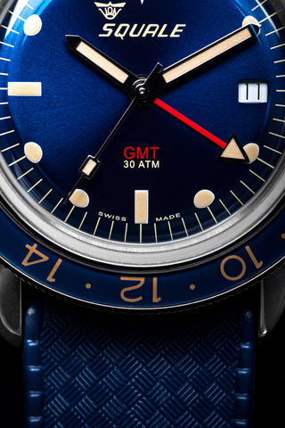 Squale SUB-39 GMT Blue Vintage Rubber Watch