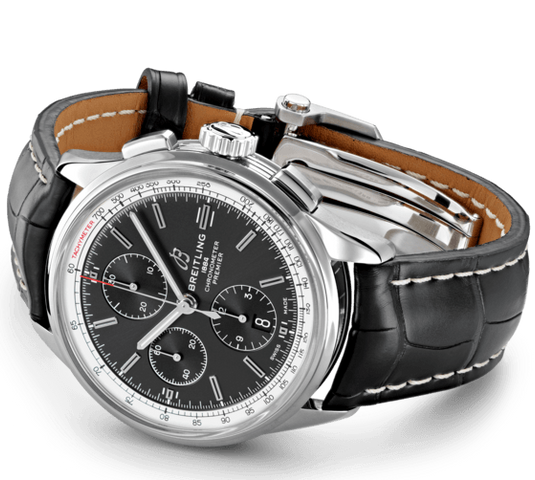 Breitling Watch Premier Chronograph 42 Black Croco Folding