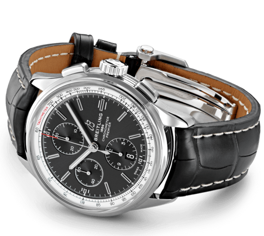 Breitling Watch Premier Chronograph 42 Black Croco Tang
