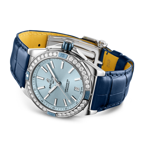 Breitling Super Chronomat Automatic 38 Iced Blue Alligator Watch