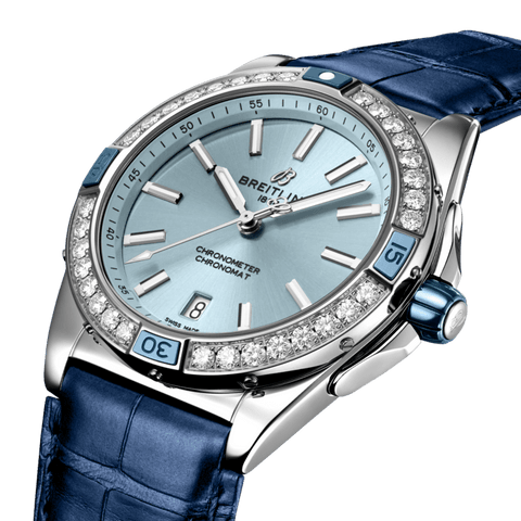 Breitling Super Chronomat Automatic 38 Iced Blue Alligator Watch