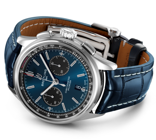 Breitling Watch Premier B01 Chronograph 42 Blue Croco Folding Clasp