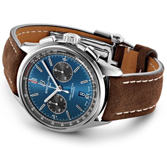 Breitling Watch Premier B01 Chronograph 42 Brown Nubuck Tang