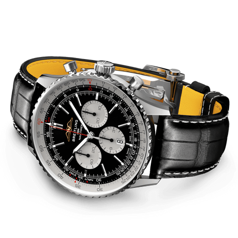 Breitling Navitimer B01 46 Black Croc Folding Clasp Watch