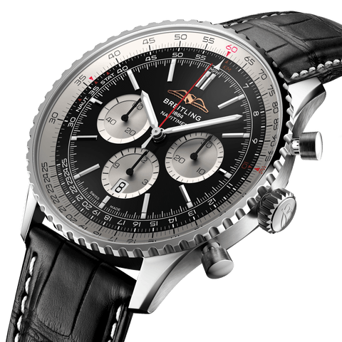 Breitling Navitimer B01 46 Black Croc Folding Clasp Watch