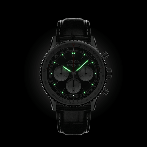 Breitling Navitimer B01 43 Black Croc Folding Clasp Watch