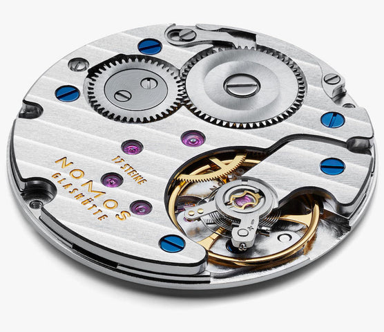 Nomos Glashutte Ludwig 38 White Enamel Sapphire Crystal Watch