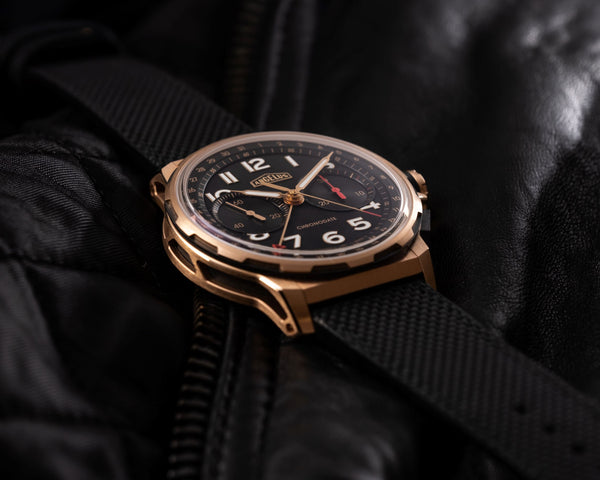 Angelus Chronodate Red Gold Rubber Watch