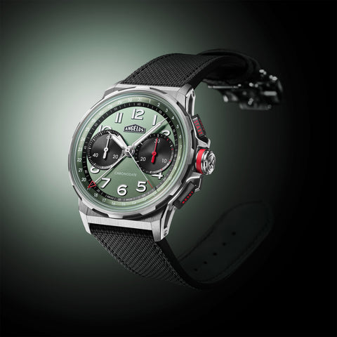 Angelus Chronodate Titanium Green Rubber Watch