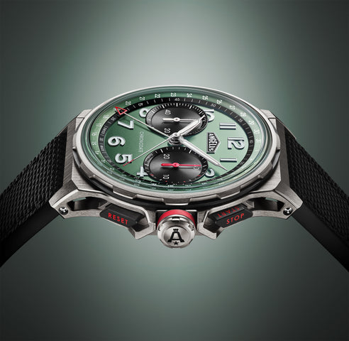Angelus Chronodate Titanium Green Rubber Watch