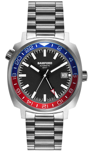 Bamford Watch GMT Steel Blue Red Heritage GMT-SS-BLU-RD-HERITAGE