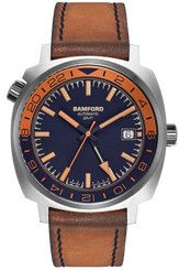 Bamford Watch GMT Steel Tan Blue GMT-SS-TAN-BLU
