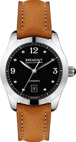 Bremont Watch Solo 32 AJ Black Ladies SOLO-32-AJ/BK/R Tan Leather