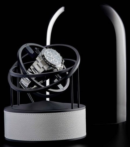 Bernard Favre Watch Winder Planet Double Axis White Leather Base 101090