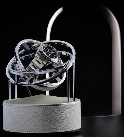 Bernard Favre Watch Winder Planet Double Axis White Leather Base 999990