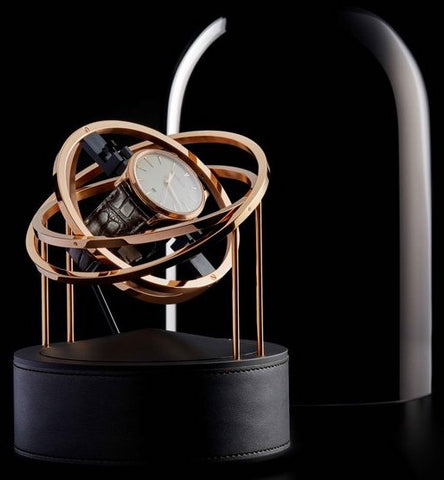 Bernard Favre Watch Winder Planet Double Axis Black Leather Base 102911