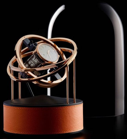 Bernard Favre Watch Winder Planet Double Axis Orange Leather Base 102920